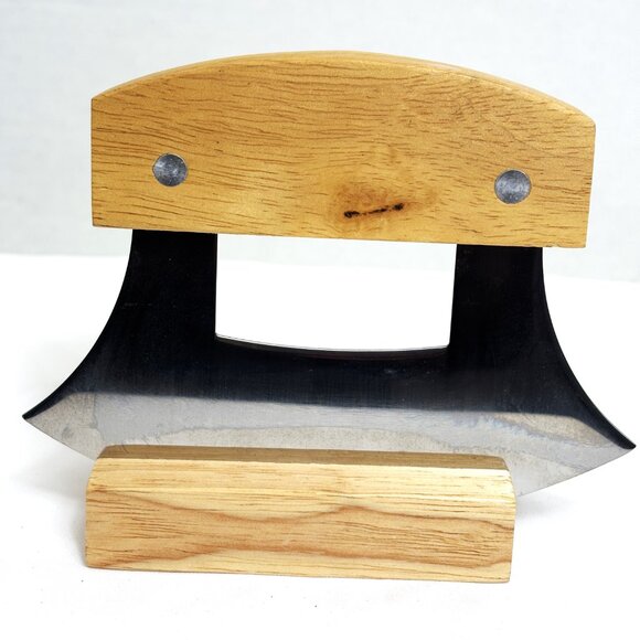 Alaskan Ulu Knife & Display Wood Stand and Handle - Picture 4 of 8